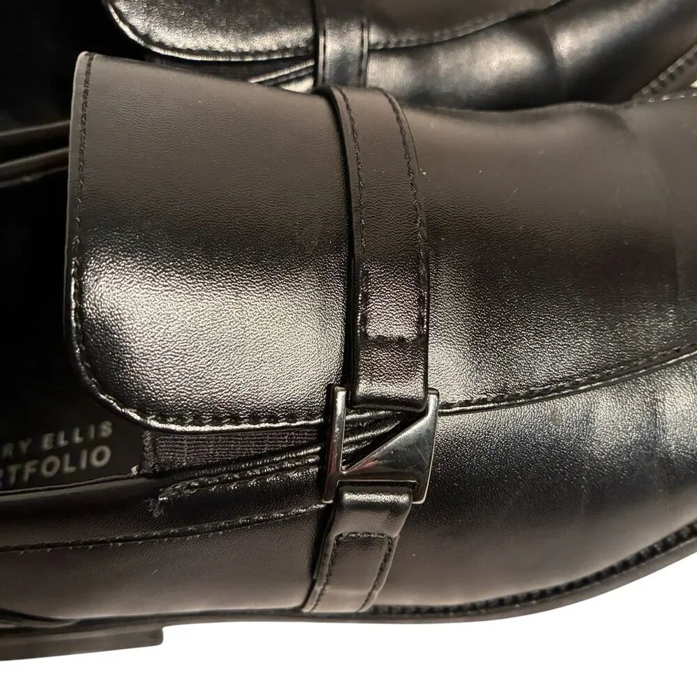 Men’s Perry Ellis Portfolio Black Faux Leather Dress Shoes W/ Square Toe. Size 6